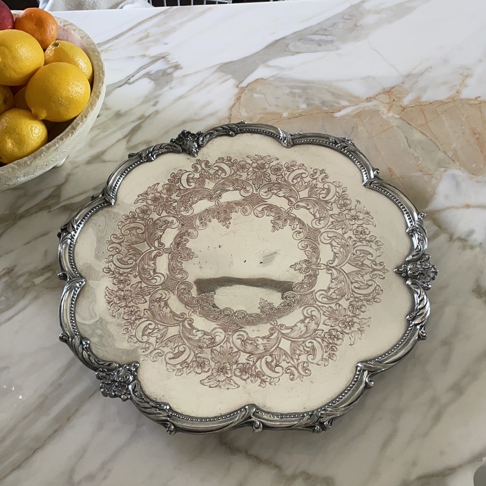 Stunning SILVER BY SACKS Tray with 3 feet